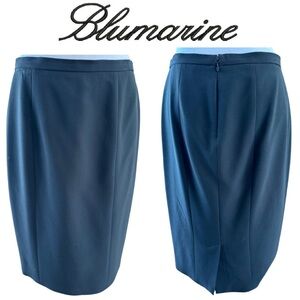 BluMarine Made in Italy Formal Tailored Black Skirt Rear Vent Italy 44 8-10 EUC